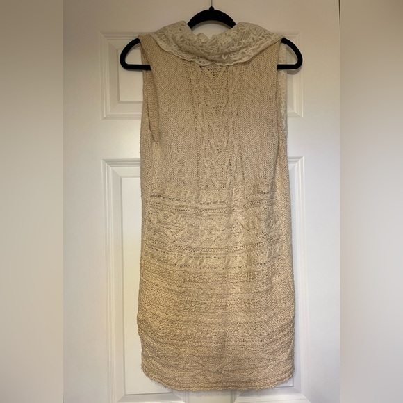 Anthropologie Knitted & Knotted Lace Knitted Cream Sweater Vest/Open Cardigan - Picture 3 of 7